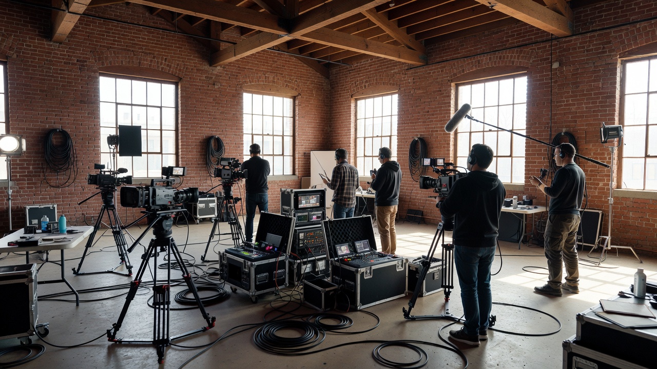A multi-camera loft interior representing the standard unscripted television production environment